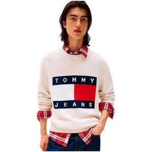 Tommy Jeans - TJM REG MELANGE FLAG - Pullover - Wit