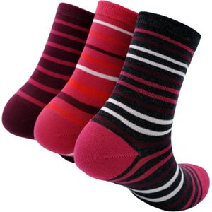 The Sockmaker sokken dames 36-41 - 3-pack Bamboo - duurzaam - Striped - Charcoal with red stripes
