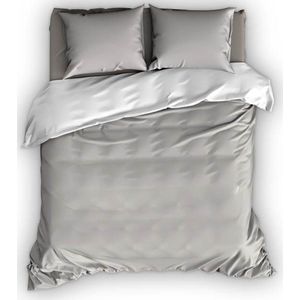 Satin d'Or Reverso Dekbedovertrek - Lits-jumeaux - 240x200/220 cm - Silver/Wit