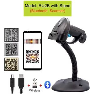 Draadloze Bluetooth Barcodescanner - 1d Barcodes & 2d QR Codes - Codescanner - Draagbare Pdf417 Datamatrix-Lezer - Zwart/Blauw -