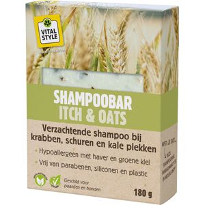VITALstyle Shampoobar - Itch & Oats - Hondenshampoo - Paardenshampoo - Bij Krabben, Schuren & Kale Plekken - Met Haver & Groene Klei- 180 g