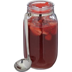Relaxdays voorraadpot glas - 2 liter - bewaarpot met deksel - snoeppot - drinkglas