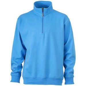 James and Nicholson Uniseks werkkleding Half Ritssweatshirt (Aqua Blauw)