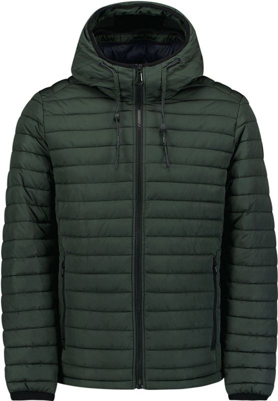 No Excess - Gewatteerde Jas - Donkergroen - Met Capuchon en Ritszakken