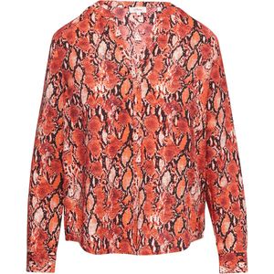 s.Oliver - Blouse - Donkeroranje - Dierenprint - Lange Mouw