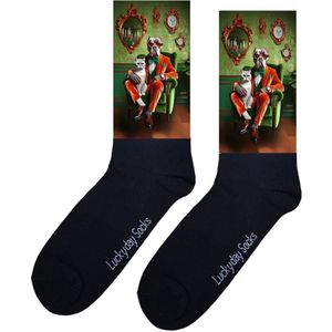 Pitbull - Valentijns Cadeau - Grappige sokken - Trendy Nu - Hem Haar sokken - Sokken met hond - Sint cadeau - Vaderdag - Moederdag - Verjaardag cadeau - Kerst cadeau - Leuk Cadeau - Retro - Vintage - Print sokken - Socks maken Happy - 37-44