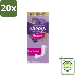 20 x Always - Inlegkruisjes - Long - Protection - 28 Inlegkruisjes - Grootverpakking - Incontinentieverzorging - Inlegkruisjes - Blaaszwakte - Discreet - Incontinentie