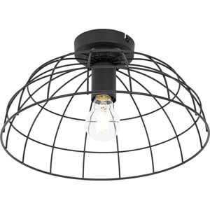 QAZQA hanze - Industriele Plafondlamp - 1 lichts - Ø 35 cm - Zwart - Industrieel - Woonkamers-sSlaapkamers-sKeuken