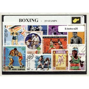 Bokssport – Luxe postzegel pakket (A6 formaat) : collectie van 25 verschillende postzegels van bokssport – kan als ansichtkaart in een A6 envelop - authentiek cadeau - kado - geschenk - kaart - boksen - boxen - KO - knockout - WBC - tyson - bosken