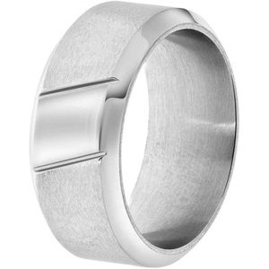 Lucardi Heren Ring streep - Ring - Cadeau - Staal - Zilverkleurig