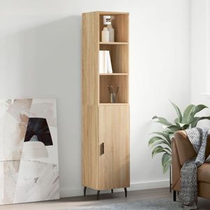 The Living Store Hoge Kast - Sonoma Eiken - Bewerkt Hout en Metaal - 180 cm