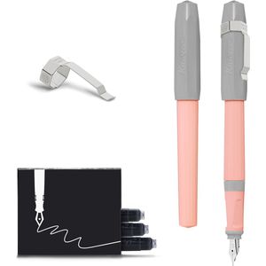 Kaweco - Vulpen met Clip - Perkeo Cotton Candy Grey Pink - Roze/Grijs - Medium - Doosje vullingen