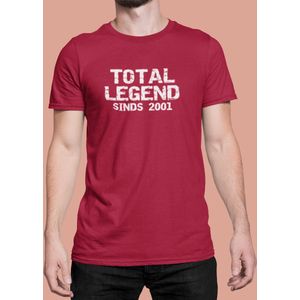 2001 Jaar Rood T-shirt heren - Maat S - Total Legend - Verjaardag Cadeau Mannen - Limited Edition