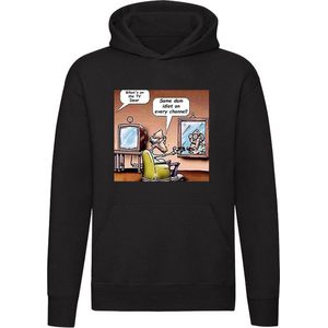 Grappige Hoodie - tv kijken - opa - bejaard - idioot - spiegel - trui - sweater - capuchon