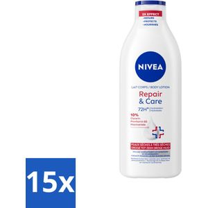 15 x Nivea - Repair & Care Bodylotion - 72 uur Hydratatie - Voor Zeer Droge Huid - 400 ml - 72 Uur Hydratatie - Droge Huid - Huidverzorging - Bodylotion - Huidbarrière