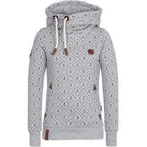 Dames Sweatshirt met Capuchon - Lange Mouwen - Hartprint en Ankerpatroon - Fleece Jas voor Herfst en Winter