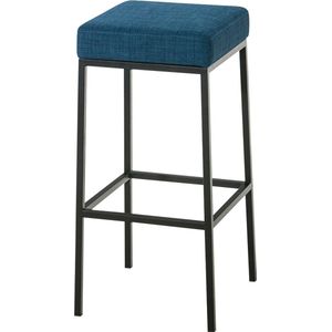 Moderne barkruk Vierkant - Zonder rugleuning - Ergonomisch - Set van 1 - Barstoelen voor keuken of kantine - Vierkant - Polyester - Blauw/zwart - Zithoogte 85cm