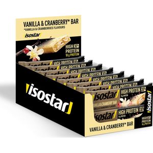 16 x Isostar | High Protein 30 Bar | Vanille & Cranberry | Eiwitreep voor krachtsport