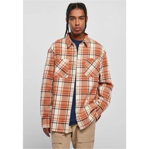 Urban Classics - Long Oversized Checked Leaves Overhemd - S - Rood