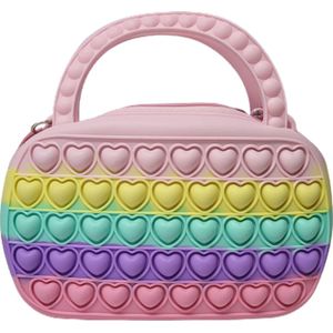 Pop it tas - Fidget toys - Regenboog - Pastel - Antistress - 18 x 17 cm - Met schouderband - Verstelbaar - Siliconen - multicolor