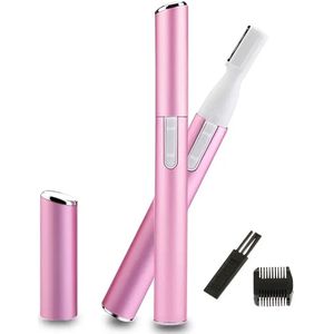 Narimano®Persoonlijke Pen Scheerapparaat, Detailer, Elektrische Gezichtshaar Scheerapparaat met Wasbare Bladen, Reinigingsborstel, Trimkam voor Wenkbrauwen, Halslijn, Neus, Oren en Andere Details