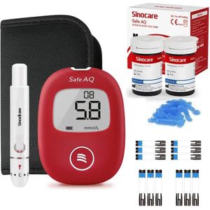 Glucosemeter - Voordeelpakket met 25 Teststrips & 25 Lancetten - Inclusief Opbergtas en 2 Batterijen