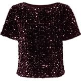 Only T-shirt Onlanika Ss Sequins Boat Top Wvn 15358489 Winetasting/winetasting Sequins Dames Maat - S