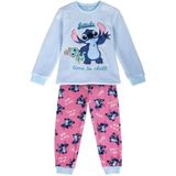 Disney Stitch Fleece Pyjama Kinderen – Time to Chill – Blauw & Roze – Officieel Gelicenseerd – Zachte Winter Pyjama Meisjes