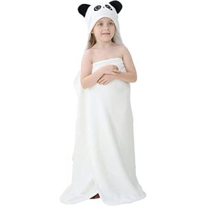 BoefieBoef 3-in-1 Baby / Kinder Badcape Dier, Wikkeldeken en Omslagdoek - 0 tot 10 jaar - Panda Wit
