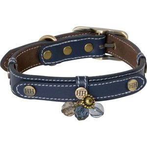 HAPPY HOUSE Fashion halsband / hondenhalsband - Donkerblauw - XXXS - Nekomtrek: 15 - 18 cm (GELIEVE ALVORENS BESTELLEN OPMETEN)