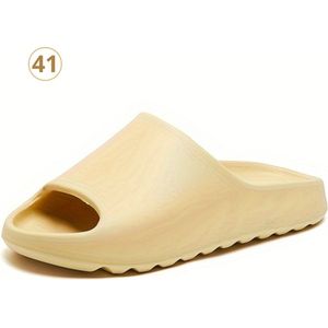 Livano Comfortabele Slippers - Badslippers - Teenslippers - Anti-Slip Slides - Flip Flops - Stevig Voetbed - Geel - Maat 41