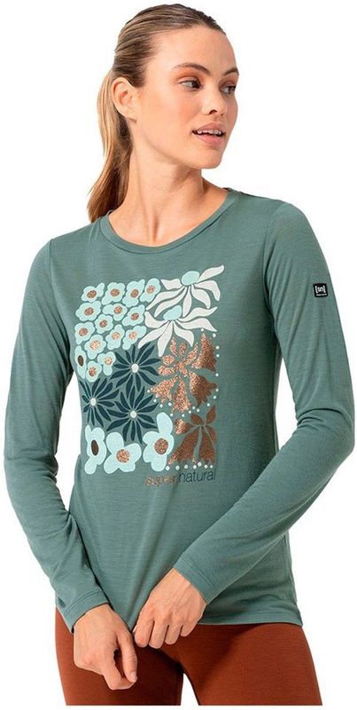 Super.natural - W MAT IS LS - T-shirt Met Lange Mouwen - Groen - Merinowol