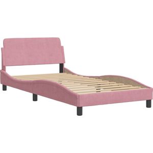 vidaXL - Bedframe - met - hoofdeinde - zonder - matrasx200 - cm - fluweel - roze