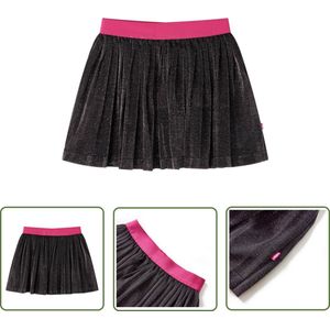 vidaXL Glitterrokje - Kinderrokje - Kinderrokje geplooid met glitters 128 marineblauw - Meisjesrokje - Schooluniform - Feestrokje