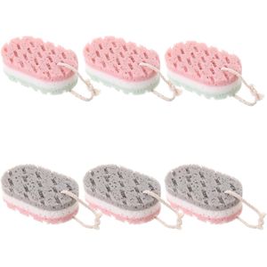TheLau ® Set van 6 Luxe Bad- en Scrubsponsen voor Vrouwen, Mannen en Kinderen in Verschillende Kleuren