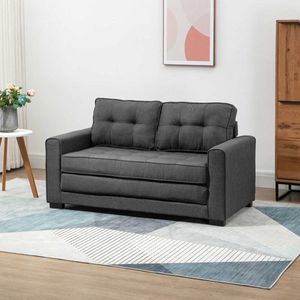 Slaapbank vouwbank 2-zits stoffen stoffen sofa bedden van een bank met slaapfunctie sofa carnitur linnen touch rubber hout grijs 147,5 x 75 x 85 cm