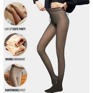 Fleece panty - S/M - Bruin Beige Look - Winter - 220g - panty - sterke panty - warme panty - Beige look - stijlvolle look - Thermo panty - corrigerend - fleece - Gevoerde Thermo Panty