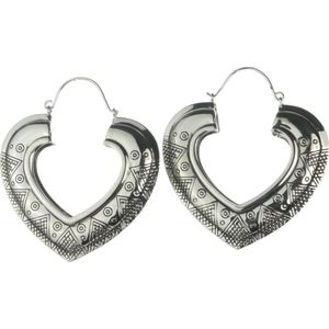 Behave Oorbellen - oorringen - hart - zilver kleur - dames - hartvormig - design - 5.8 cm