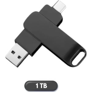 1TB usb stick - Perfect Speed - Zwart- Dual Port - USB 3.2 - USB C - Snelle usb stick - 3 jaar garantie
