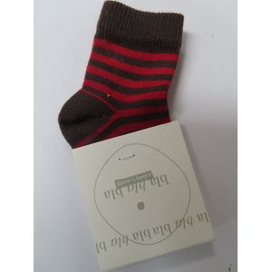 Sokken - 2 Pack - Jongens - Streepje - Bruin / rood - 3 / 6 maand 62/ 68