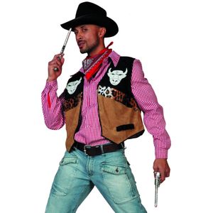 Wilbers & Wilbers - Cowboy & Cowgirl Kostuum - Cowboyvest Buffalo From Tennessee Man - Bruin - Maat 58 - Carnavalskleding - Verkleedkleding