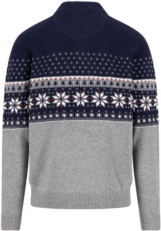 Fynch-Hatton - Half Zip Trui - Blauw - Print