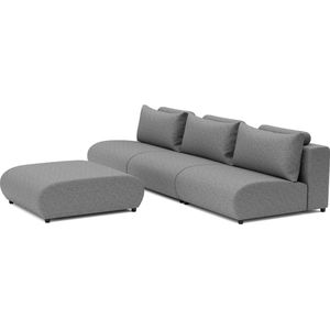 Bubalou Luxury loungeset straight 330 + hocker Steel | All-weather | 365 dagen per jaar buiten laten staan | Geen gesleep met losse kussens