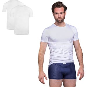 BOXR Underwear - Bamboe T-Shirt Heren - Ronde Hals - Wit - XXL - Zijdezacht -Thermo Control - Ondershirt Heren - 2-Pack