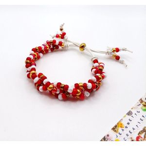 Jeannette-Creatief® - Beach – Miyuki Rocailles Rood Gevlochten Armband - Armband – Rode Armband - Kralenarmband - Armband Rood - Armband Dames - Leren Armband - IBIZA - Gevlochten Armband - Moederdag