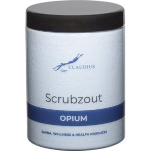 Scrubzout Opium in handige pot - 1250 gram - met zwarte deksel - Hydraterende Lichaamsscrub
