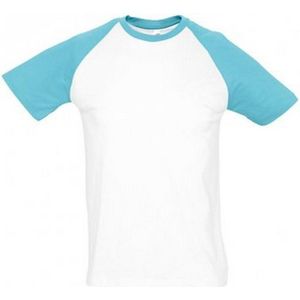 SOLS Heren Funky Contrast T-Shirt met korte mouwen (Wit/blauw Atol)