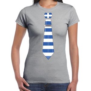 Bellatio Decorations Verkleed shirt dames - stropdas Griekenland - grijs - supporter - themafeest M