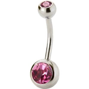 Fako Bijoux® - Navelpiercing - Kristal - Donkerroze