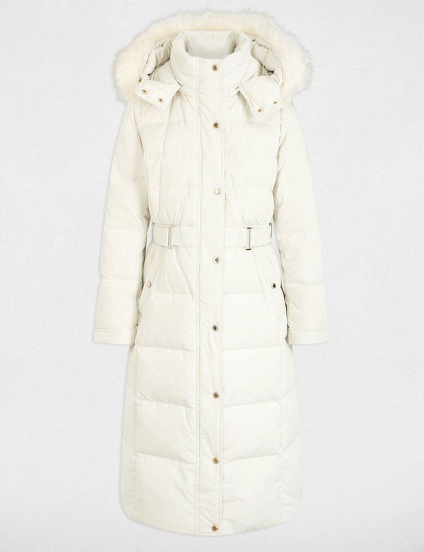 Long Padded Jacket With Hood Ivory